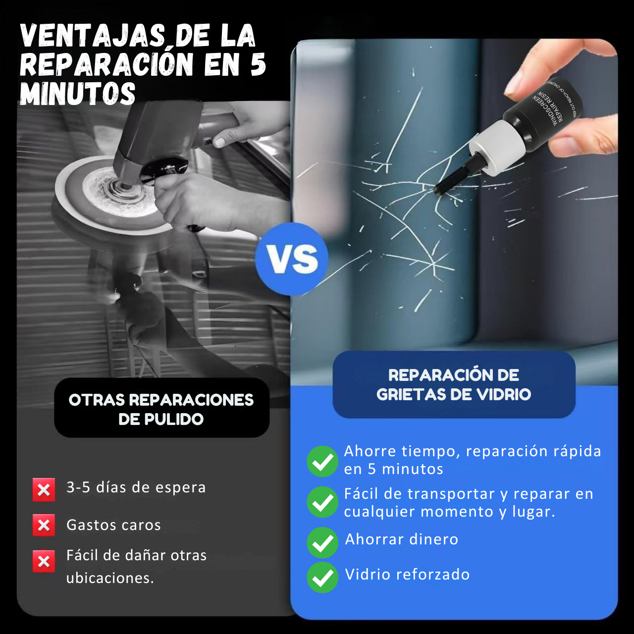 Resina reparadora de parabrisas