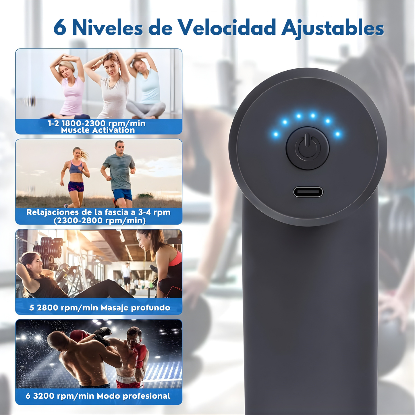 Pistola de masaje 4 en 1